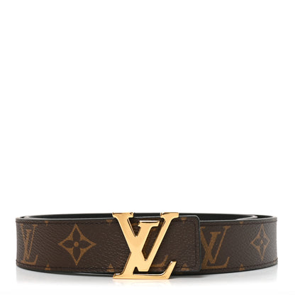 Louis Vuitton Calfskin Monogram 30mm LV Initiales Reversible Belt 80 32 Black 1 of 6