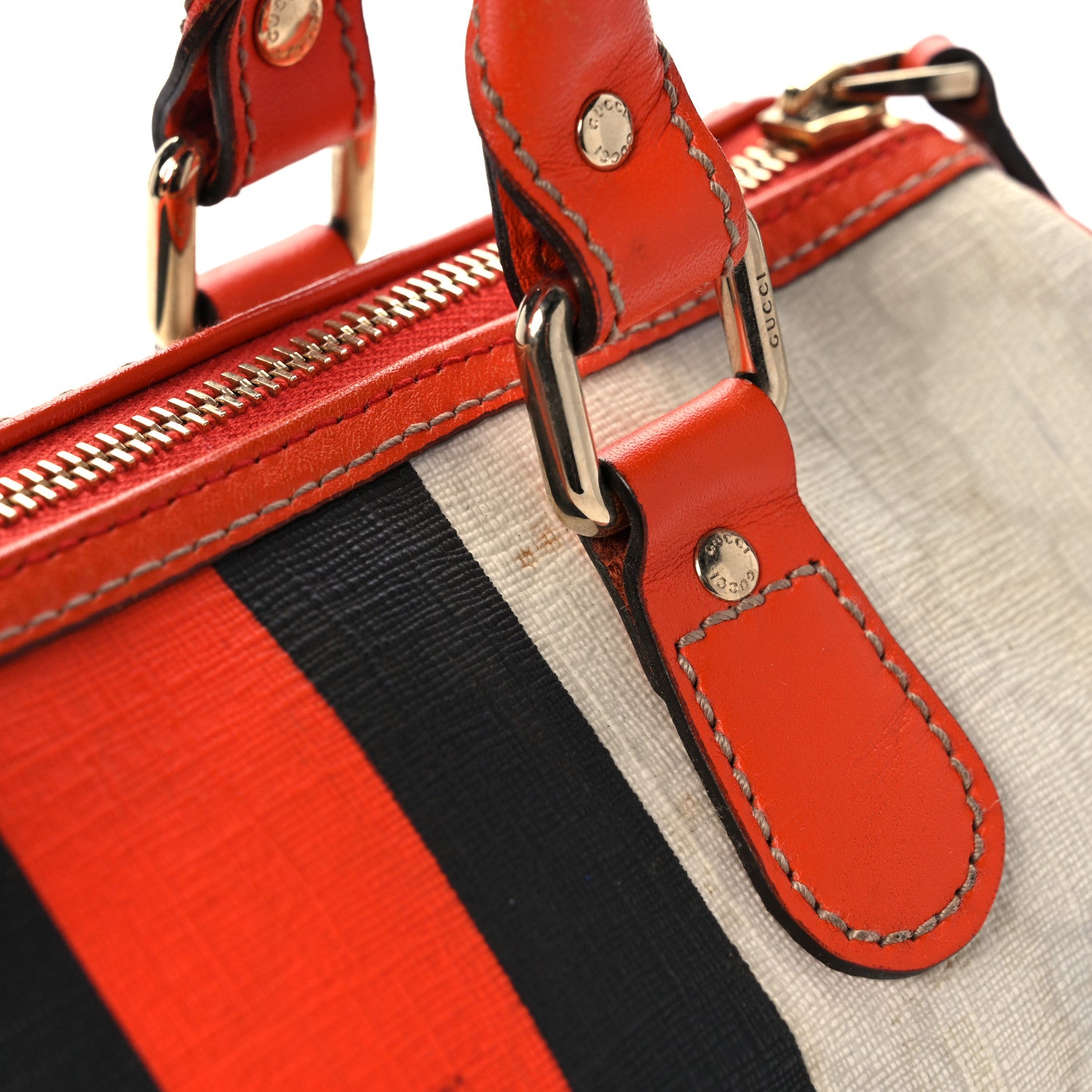 Gucci GG Plus Monogram Web Stripe Small Joy Boston Orange 12 of 22