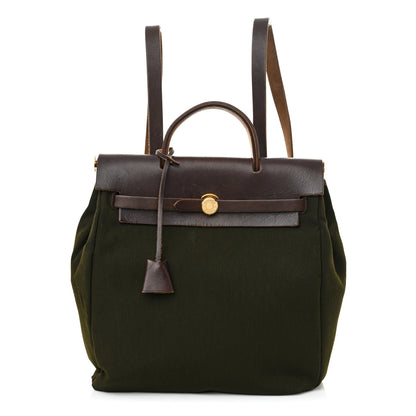 Hermes Toile Vache Calfskin Herbag 30 PM Backpack Kaki Ebene 1 of 16