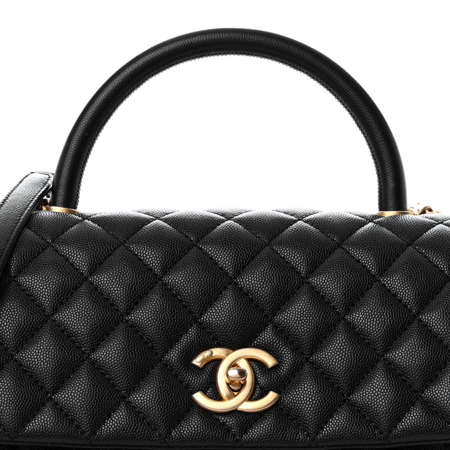 Caviar Quilted Medium Coco Handle Flap Black