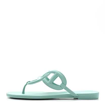 Hermes Rubber Womens Egerie Sandals 37 Vert Embrun 1 of 9