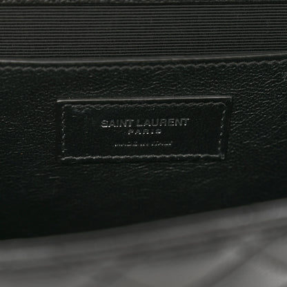 Saint Laurent Grain De Poudre Textured Mixed Matelasse Triquilt Medium Monogram Satchel Black 8 of 10