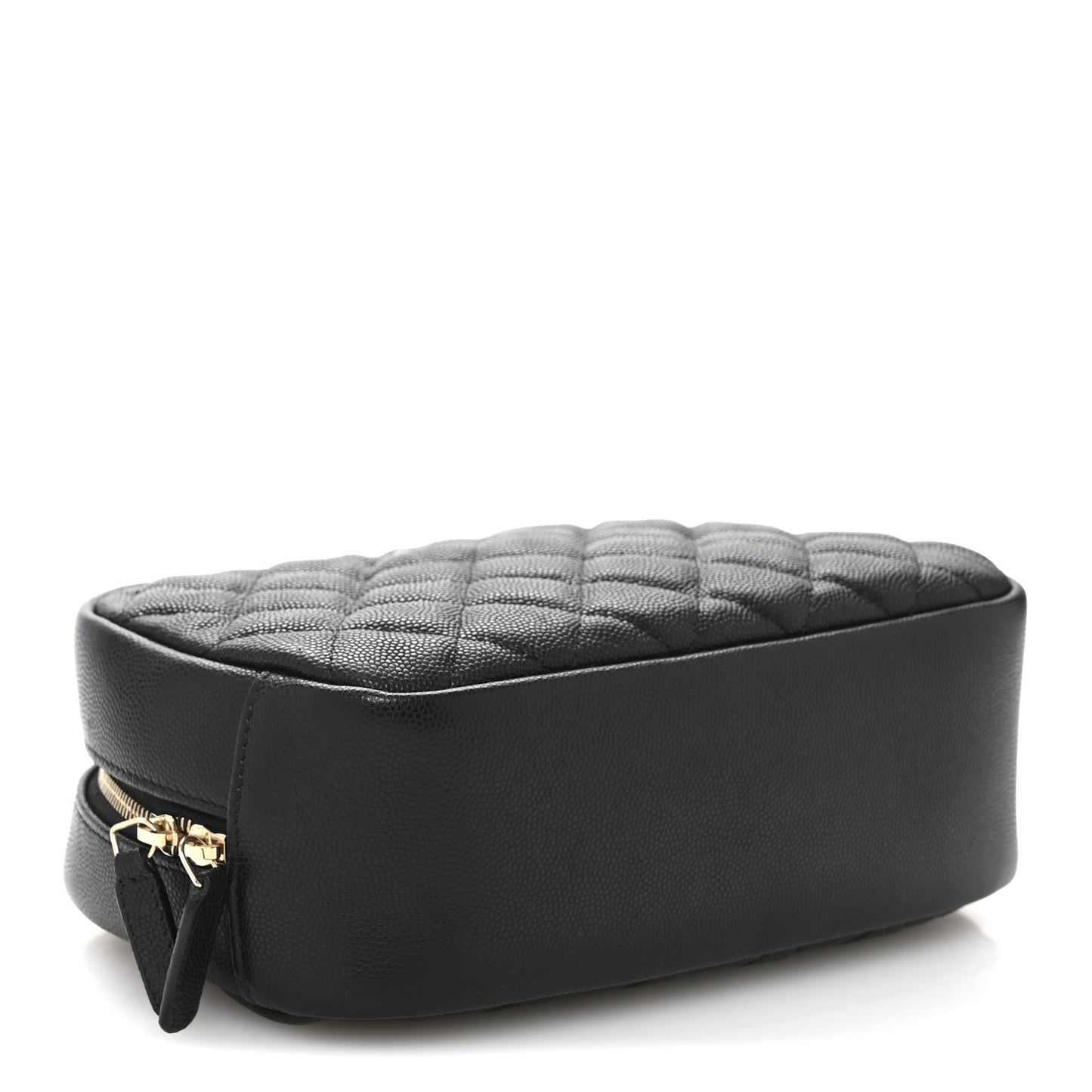 Caviar Quilted Medium Curvy Pouch Cosmetic Case Black