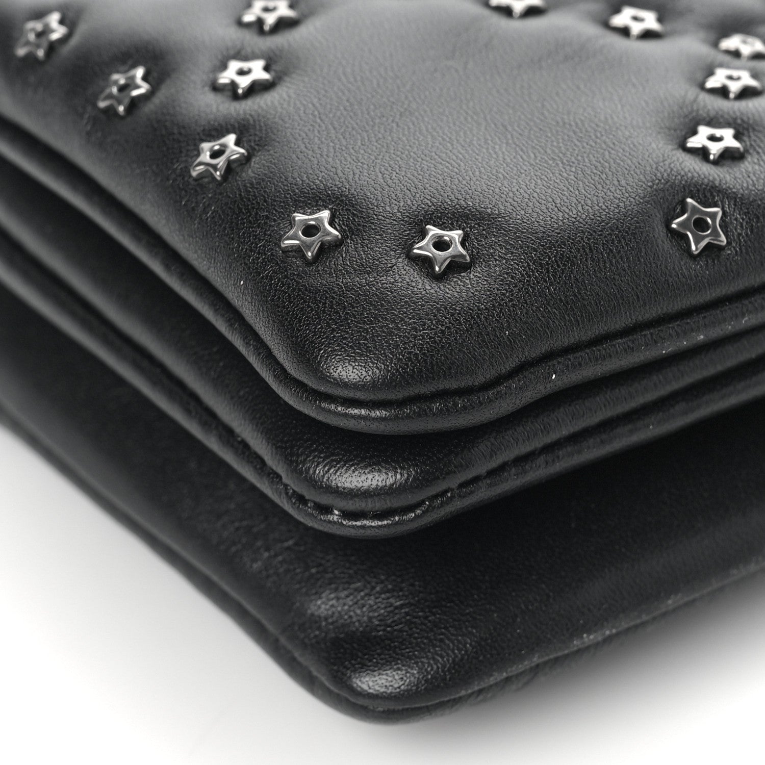 Christian Dior Calfskin Star Motif Macrocannage Mini Caro Bag Black 5 of 6
