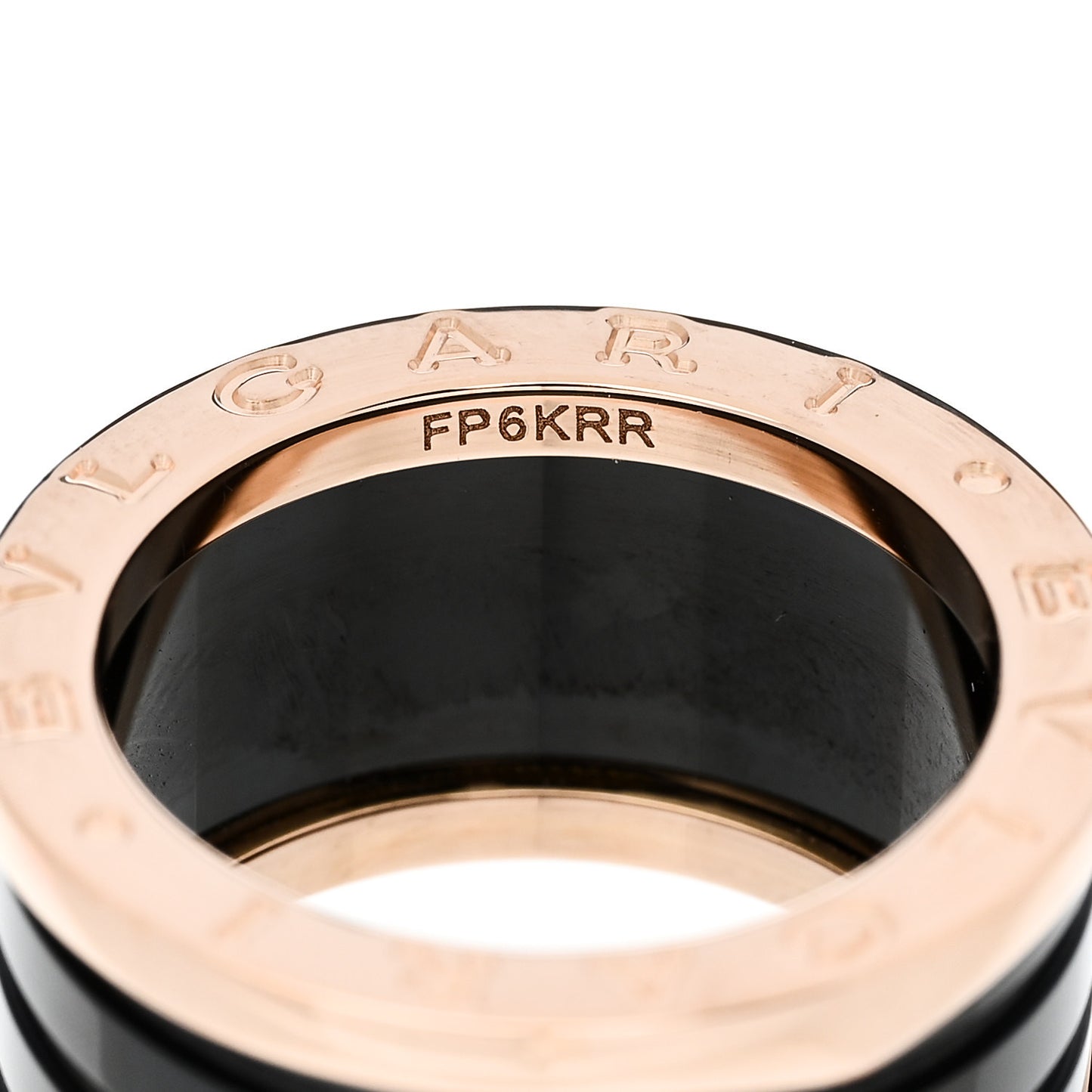18K Rose Gold Black Ceramic B.Zero1 Four-Band Ring 53 6.25