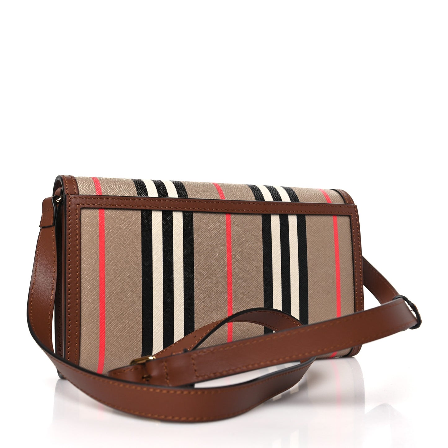 E-Canvas Icon Stripe Hannah Wallet With Detachable Strap Archive Beige Tan
