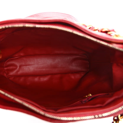 Chanel Lambskin Chevron Quilted Shoulder Bag Red 5 of 14