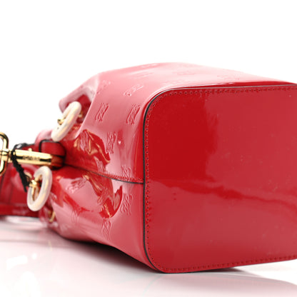 Fendi Vitello Vernice Mou F is Fendi Karligraphy Embossed Mini Mon Tresor Bucket Bag Rosso Cardinale 9 of 10