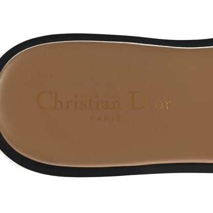 Christian Dior Straw Embroidered Dway Flat Slide Sandals 39 Natural Black 9 of 9