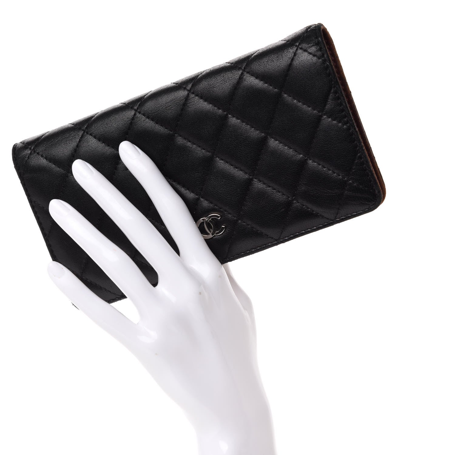 Chanel Lambskin Quilted Yen Wallet Black 2 of 8