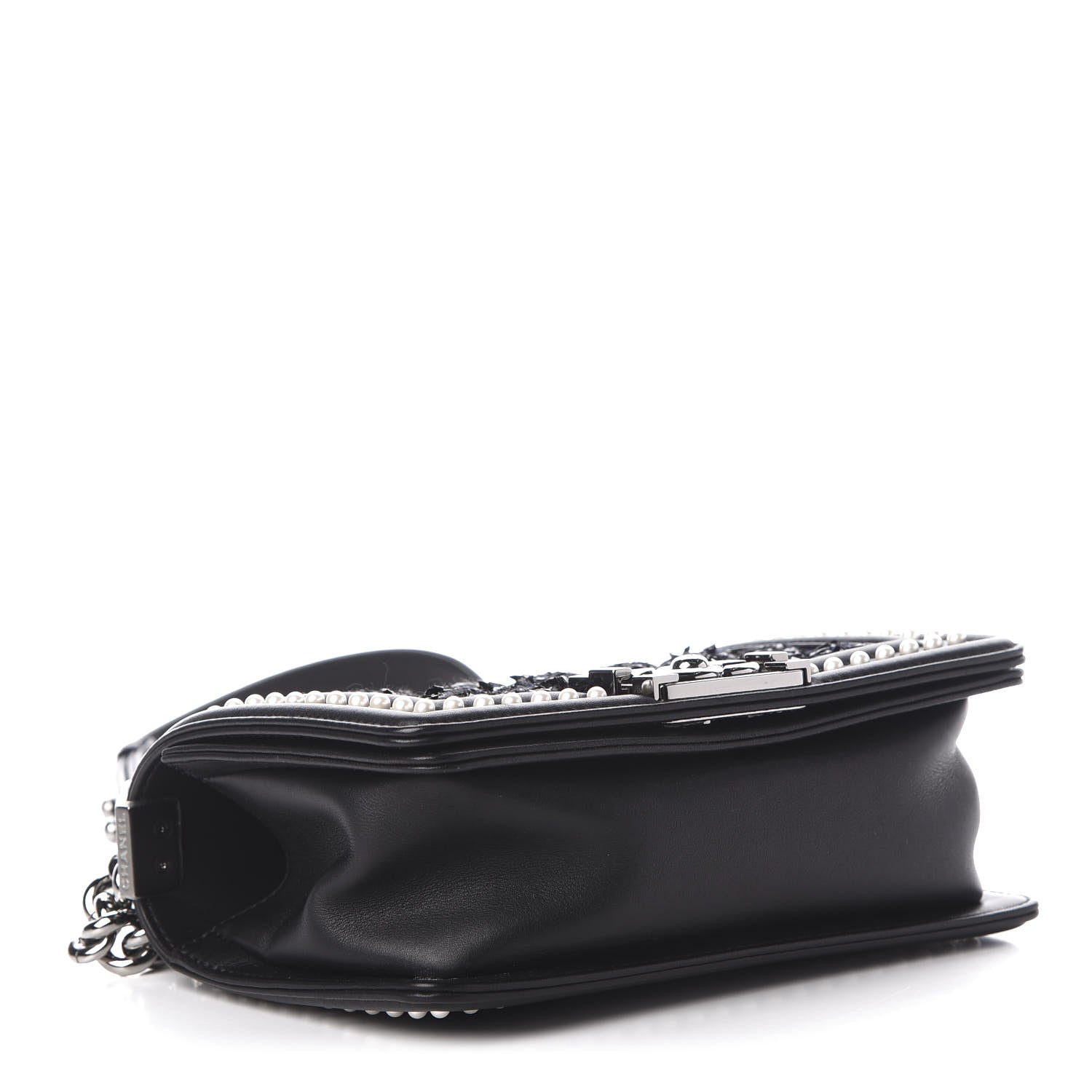 Chanel Calfskin Pearl Tweed Small Boy Flap Black 4 of 13