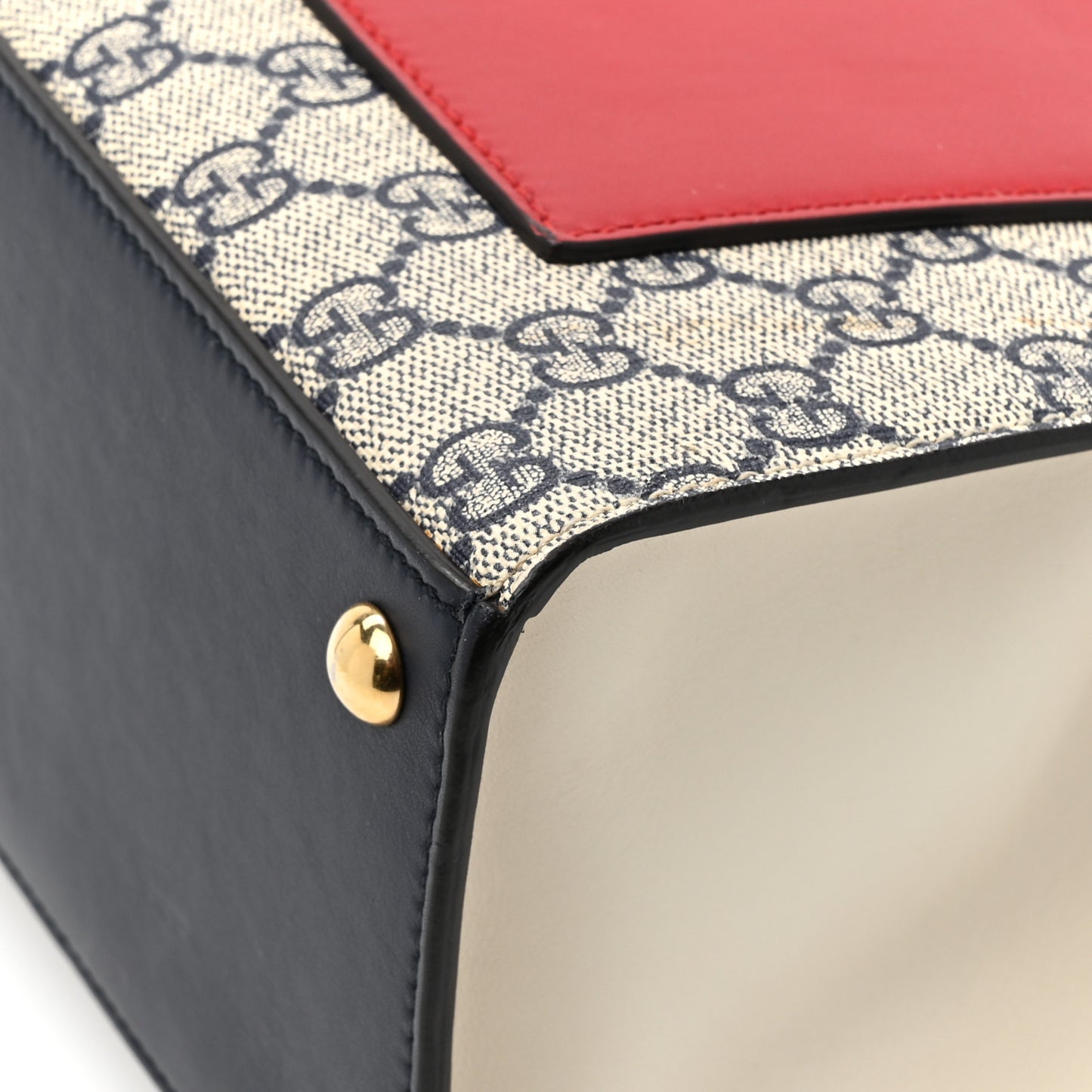 GG Supreme Monogram Calfskin Medium Padlock Top Handle Bag Beige Blue Mystic White Hibiscus Red