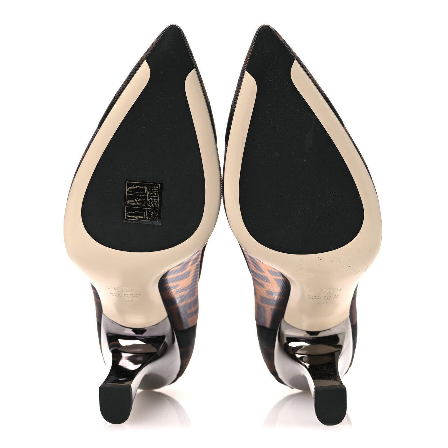 Technical Mesh Vitello Gommato FF Colibri 85mm Pumps 40 Tobacco Moro Black