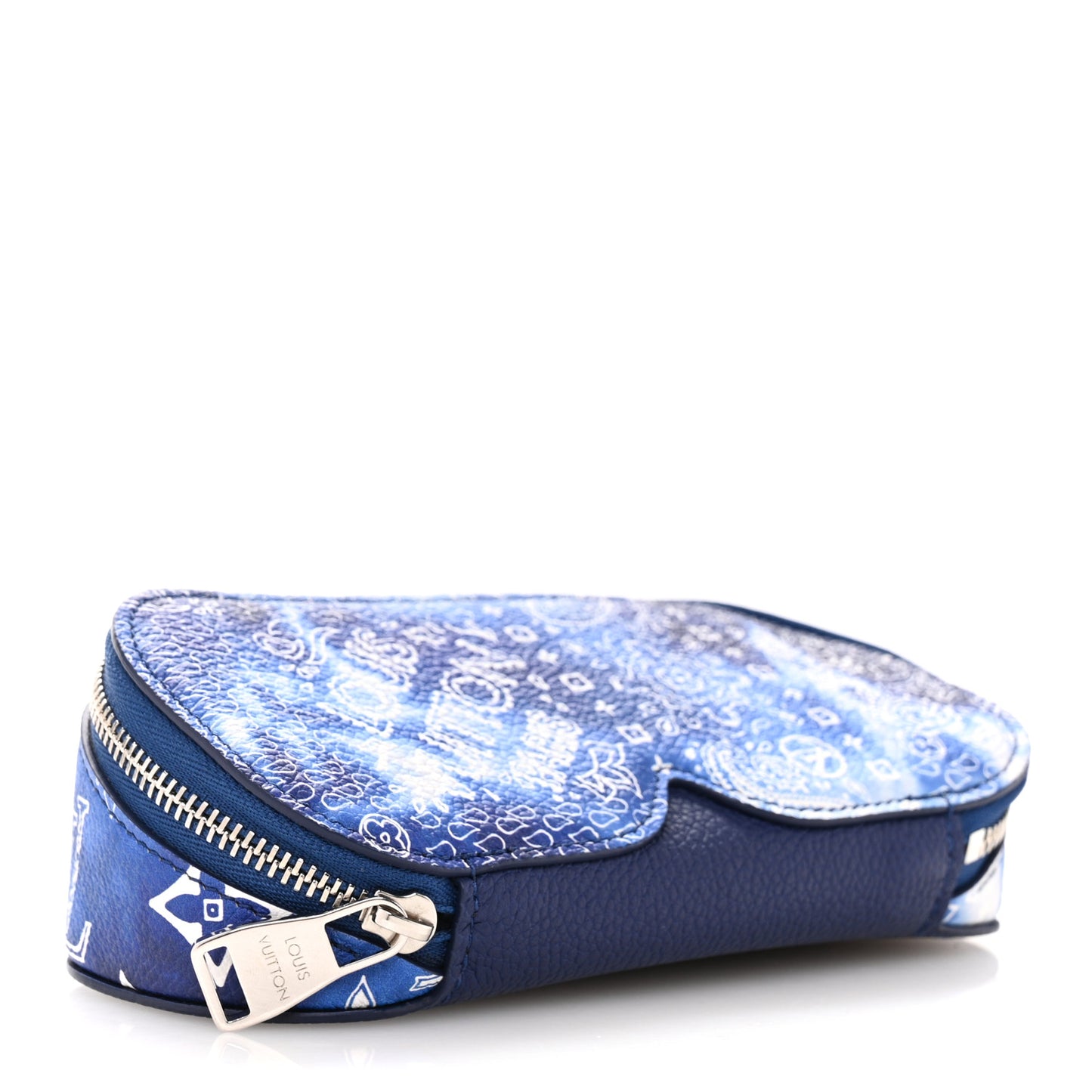 Cowhide Monogram Bandana Sunglasses Case GM Blue White