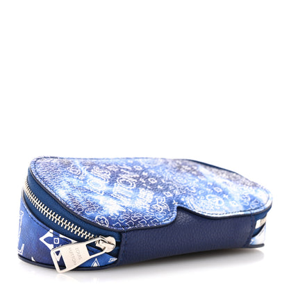 Louis Vuitton Cowhide Monogram Bandana Sunglasses Case GM Blue White 3 of 6