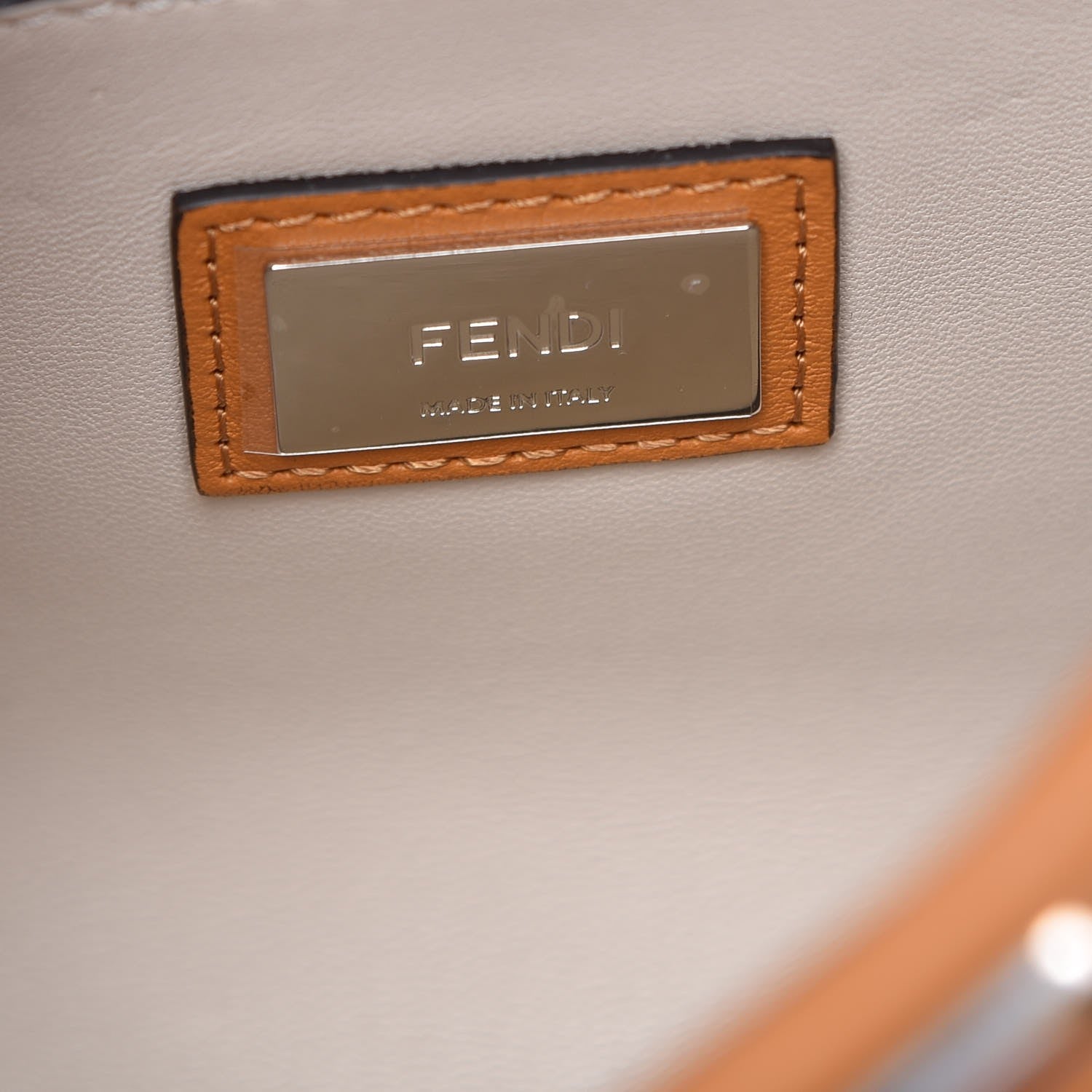 Fendi Vitello Seta Shiny Nappa Plexiglass Granite Medium Peekaboo Iconic Satchel Ginger Latte 7 of 15