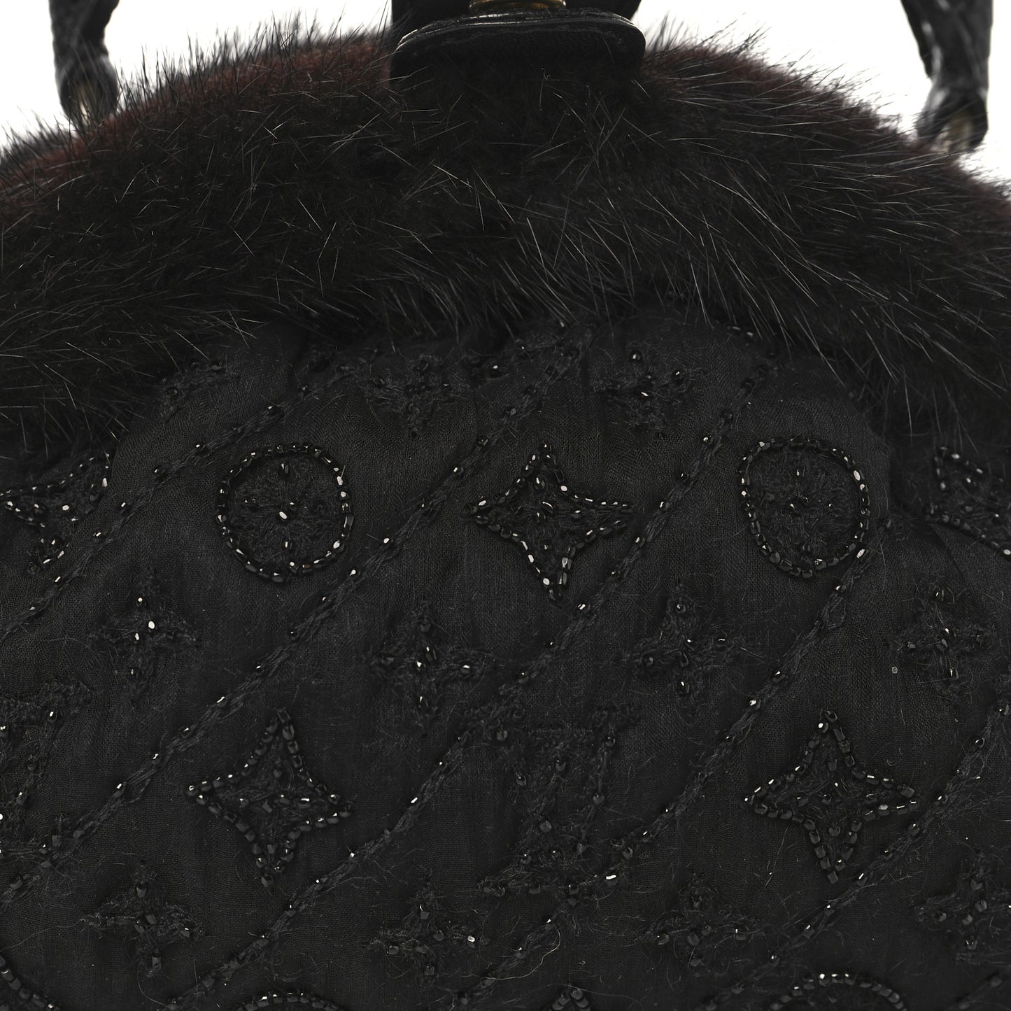 Mousseline Mink Lizard Beaded Demi Lune MM Black