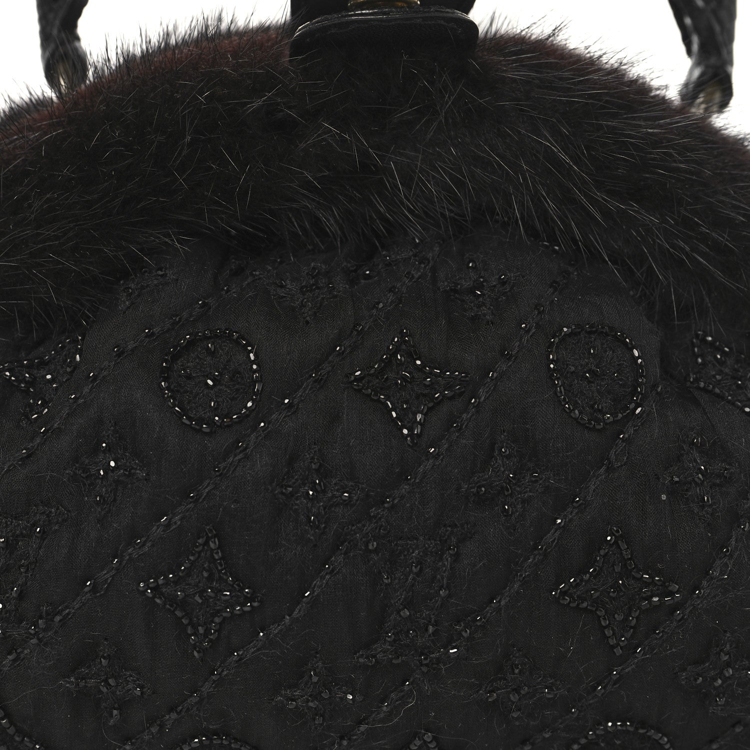 Louis Vuitton Mousseline Mink Lizard Beaded Demi Lune MM Black 7 of 9