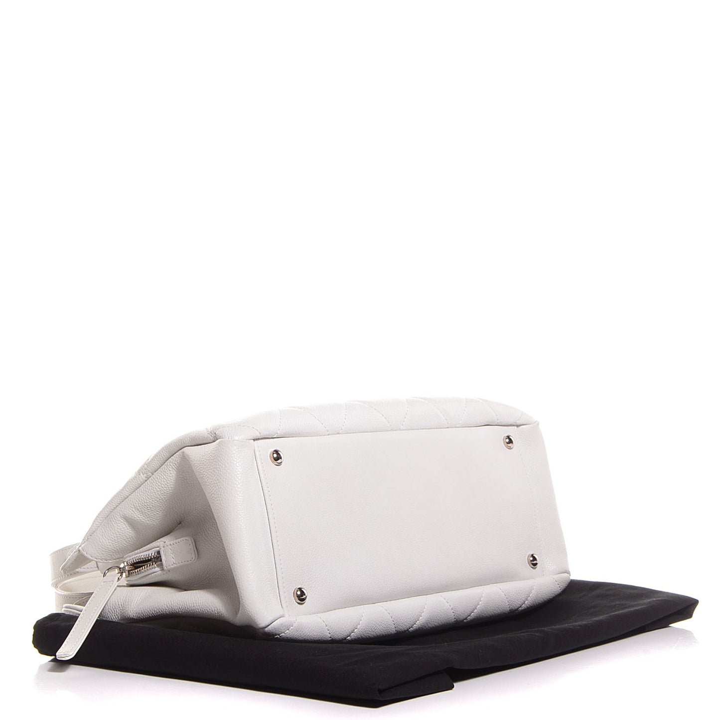 Soft Caviar Quilted CC Timeless Tote White