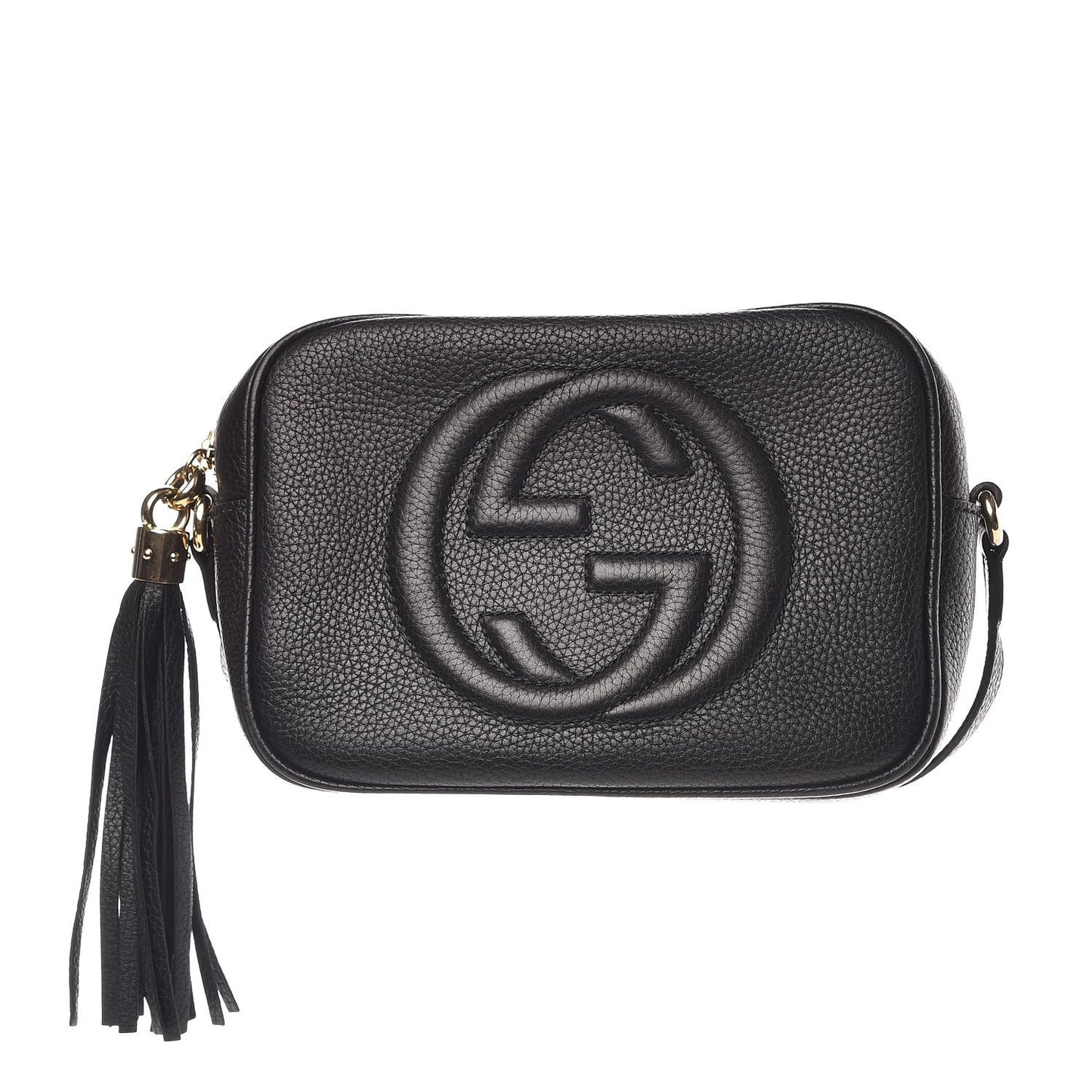 Pebbled Calfskin Small Soho Disco Bag Black