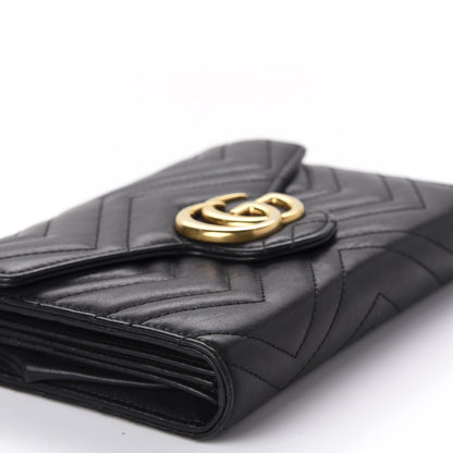 Gucci Calfskin Matelasse GG Marmont Chain Wallet Black 6 of 15