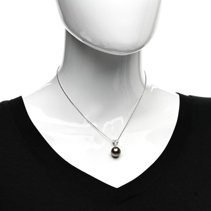 Mikimoto 18K White Gold Diamond Black South Sea Pearl 12mm Pendant Necklace 2 of 4