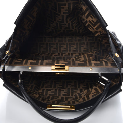 Fendi Goatskin Zucca Large Peekaboo Iconic Satchel Black Tobacco 5 of 14