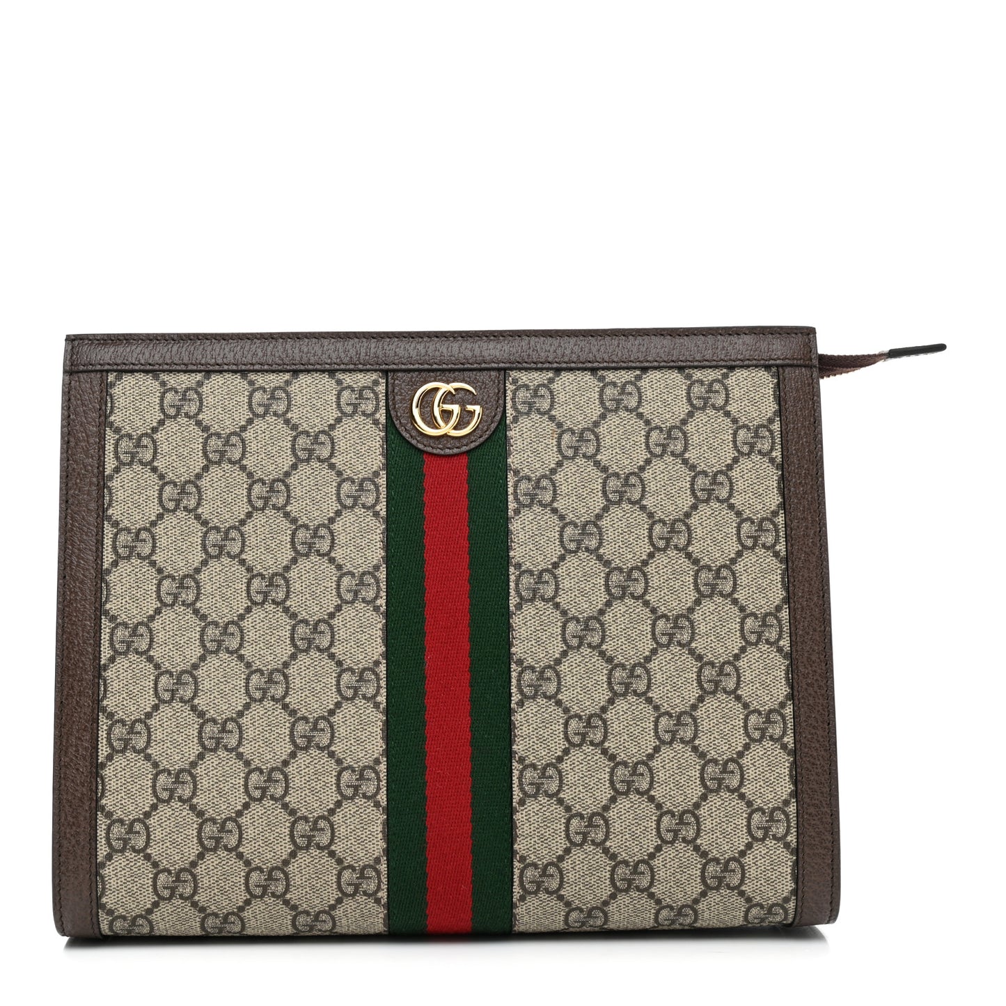 GG Supreme Monogram Web Ophidia Pouch Brown