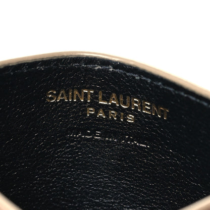 Saint Laurent Grain De Poudre Matelasse Chevron Monogram Credit Card Case Dark Beige 6 of 8