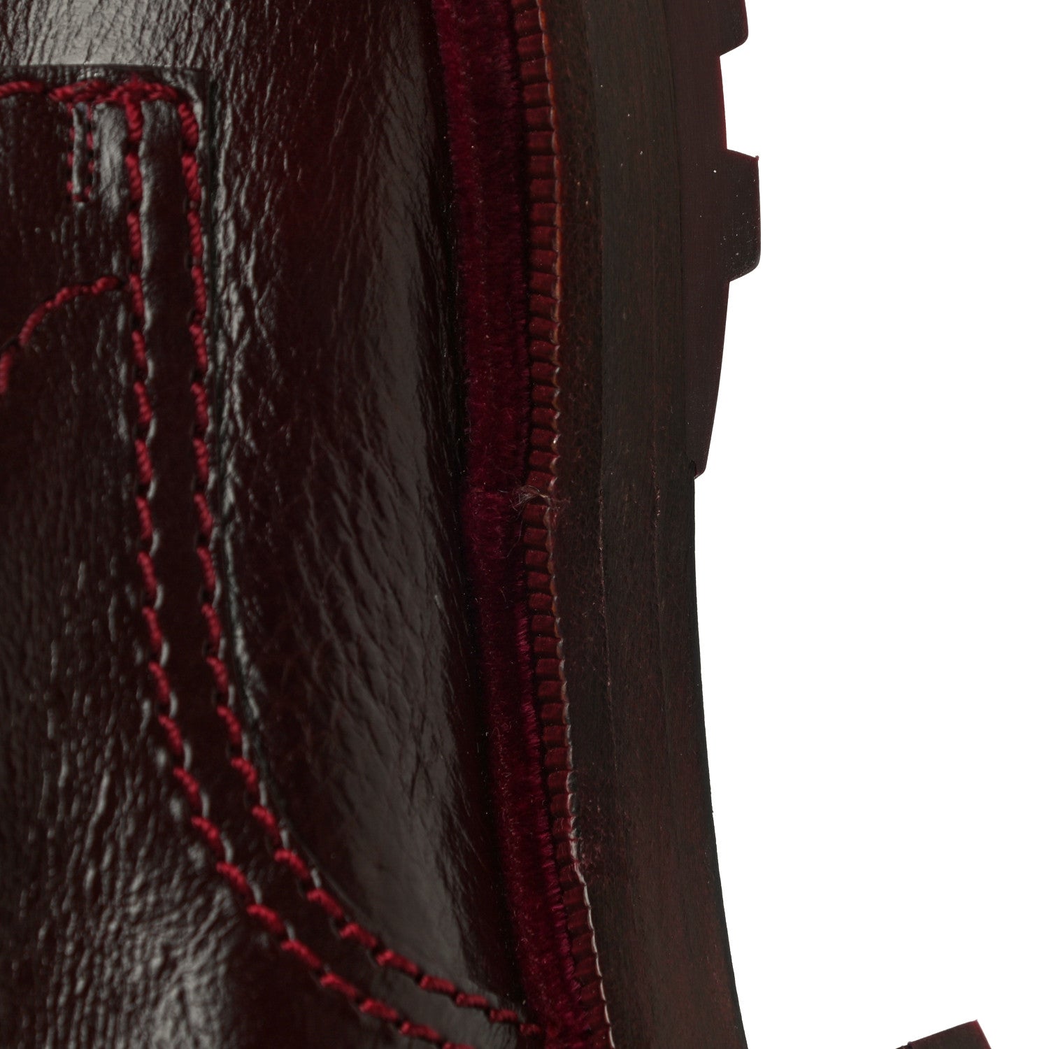 Chanel Calfskin Velvet Pearl Combat Short Boots 38 Burgundy 9 of 12