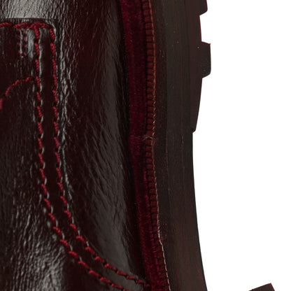 Chanel Calfskin Velvet Pearl Combat Short Boots 38 Burgundy 9 of 12
