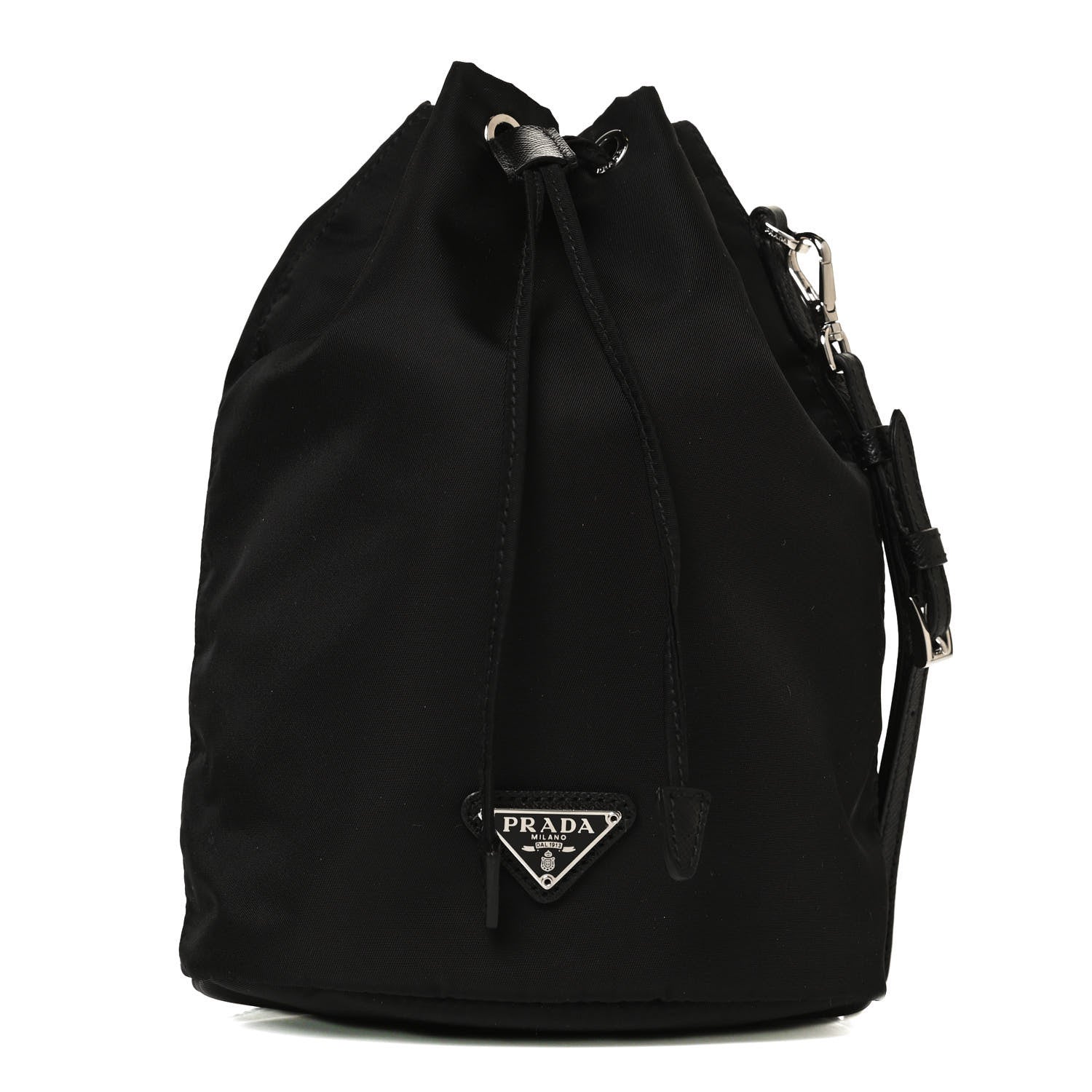 Prada Saffiano Tessuto Nylon Vela Bucket Wristlet Black 1 of 8