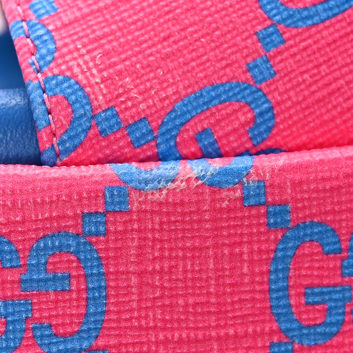 GG Supreme Joy Monogram Angelina Platform Slide Sandals 37 Fuxia Blue