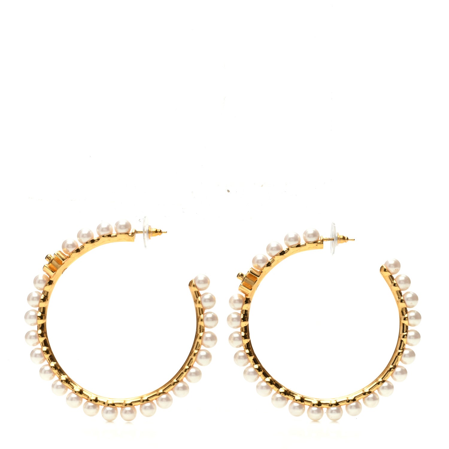 Chanel Pearl CC More Is More Hoop Earrings Gold 3 of 6