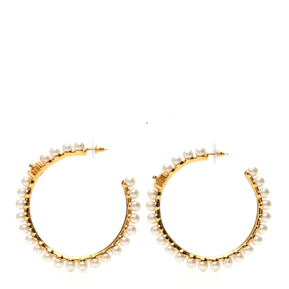 Chanel Pearl CC More Is More Hoop Earrings Gold 3 of 6