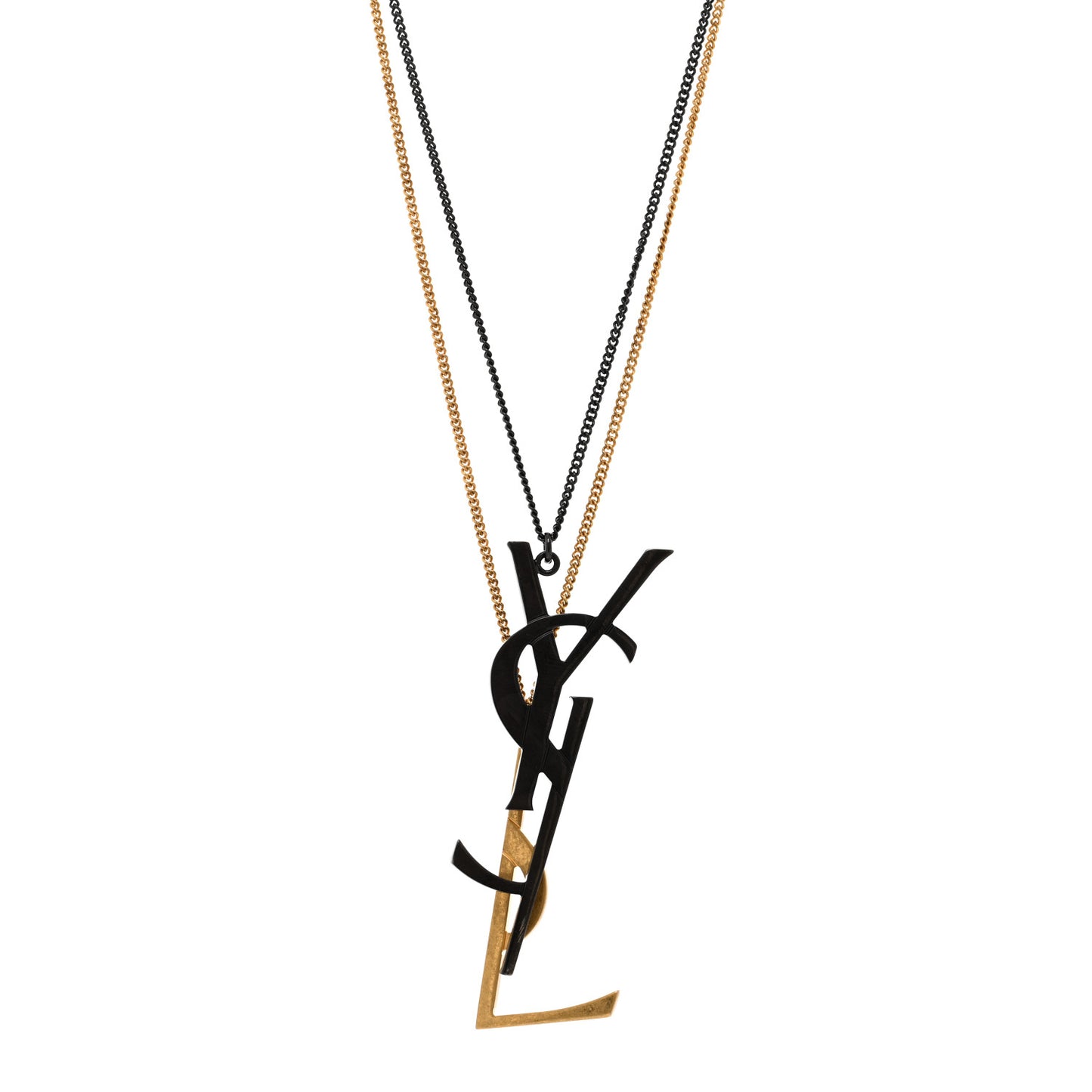 Metal Deconstructed Monogram Necklace Black Gold