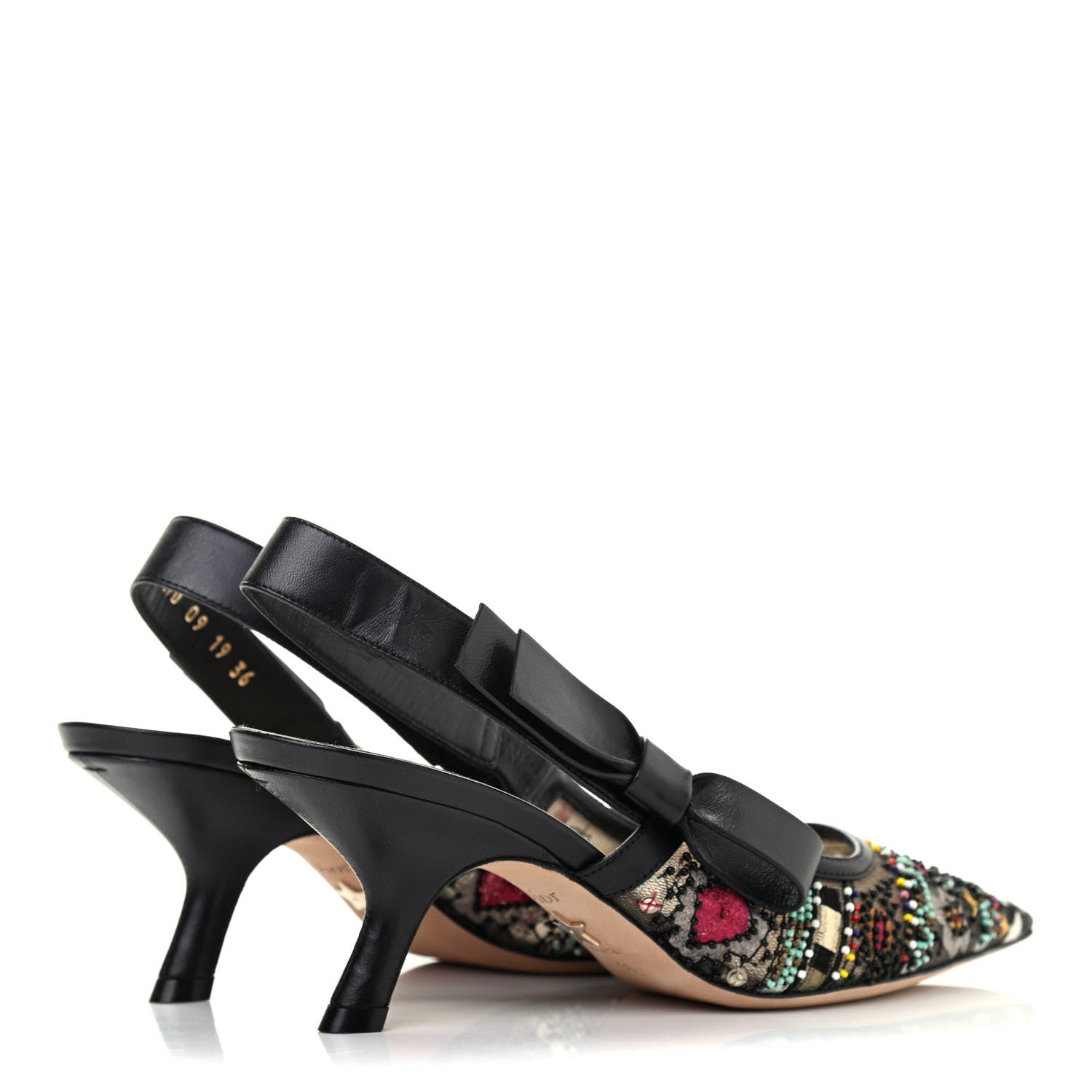 Christian Dior Embroidered Calfskin Beaded Sweet D Sling-Back Pumps 36 Multicolor 3 of 4