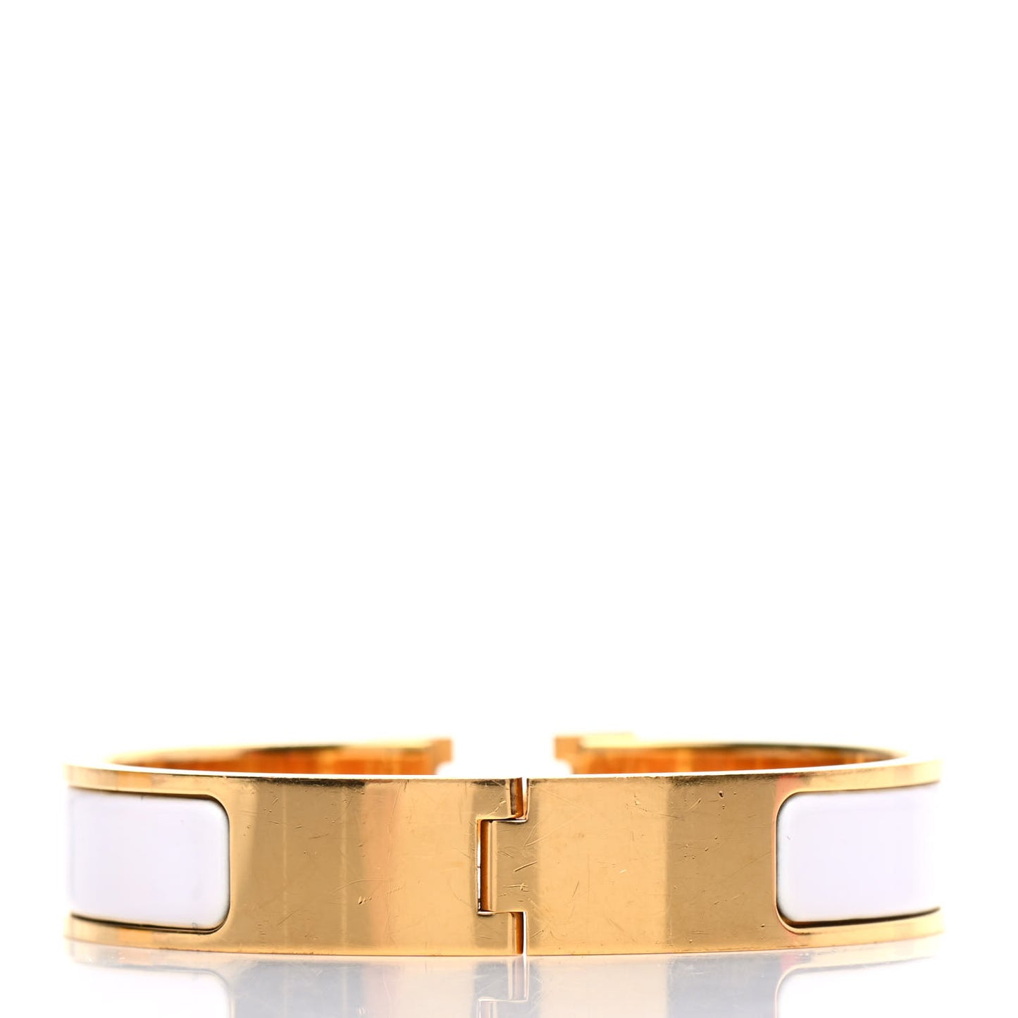 Enamel Narrow Clic Clac H Bracelet PM White
