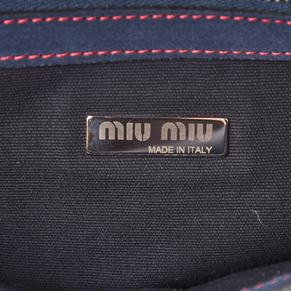Miu Miu Suede Tote Red Blue 6 of 7
