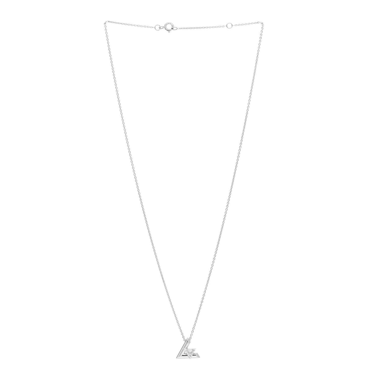 Louis Vuitton 18K White Gold Diamond Small LV Volt One Pendant Necklace 3 of 6