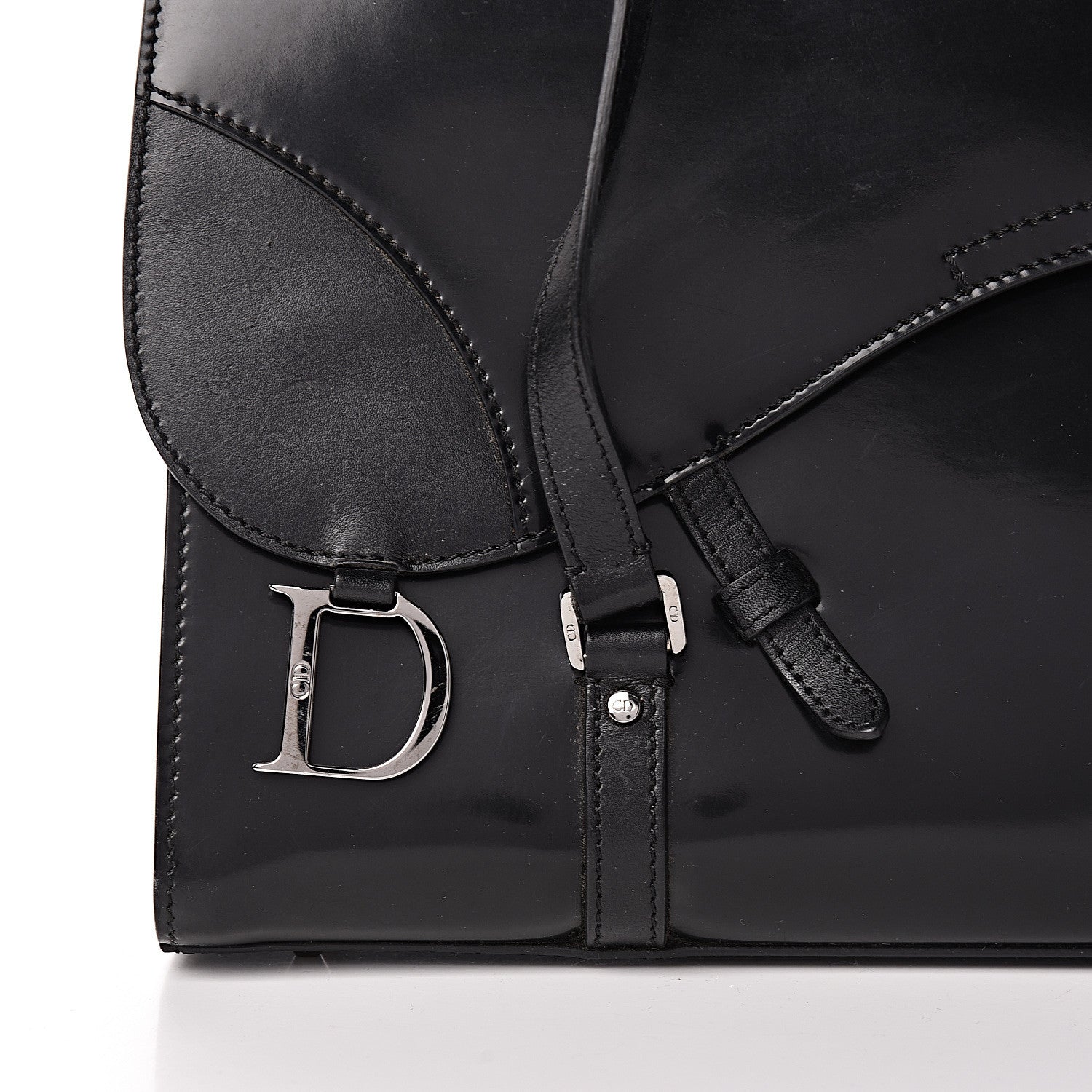Christian Dior Glazed Calfskin Saddle Shopper Black 8 of 14