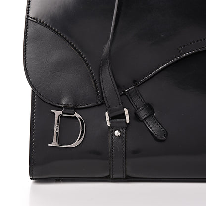 Christian Dior Glazed Calfskin Saddle Shopper Black 8 of 14
