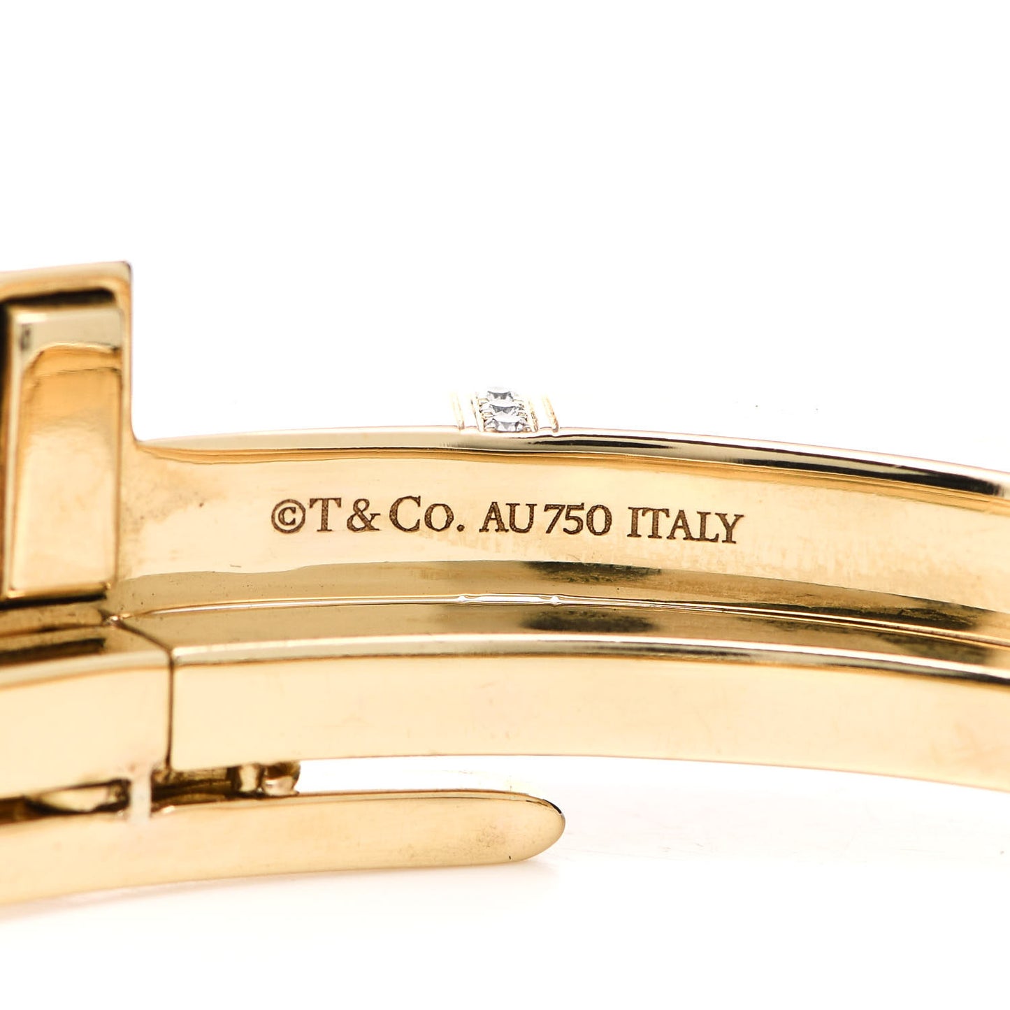 18K Yellow Gold Diamond Wide T T1 Hinged Wrap Bangle Bracelet