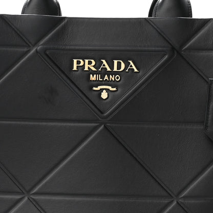 Prada Soft Calfskin Triangolo Symbole Embossed Medium Tote Black 7 of 10