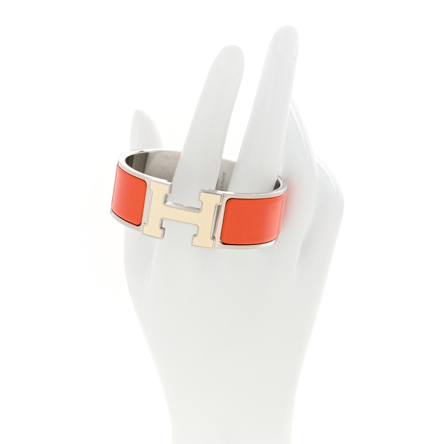 Enamel Wide Clic Clac H Bracelet GM Orange White