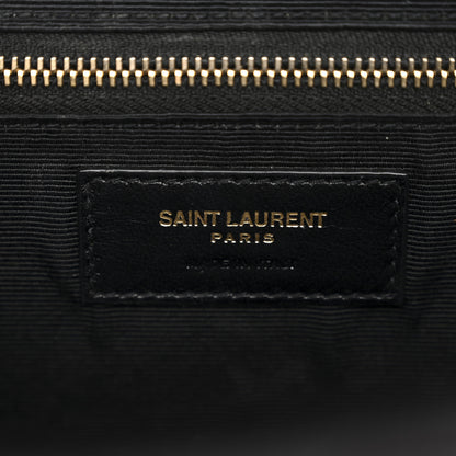 Saint Laurent Grain De Poudre Matelasse Chevron Large Monogram Satchel Black 7 of 12