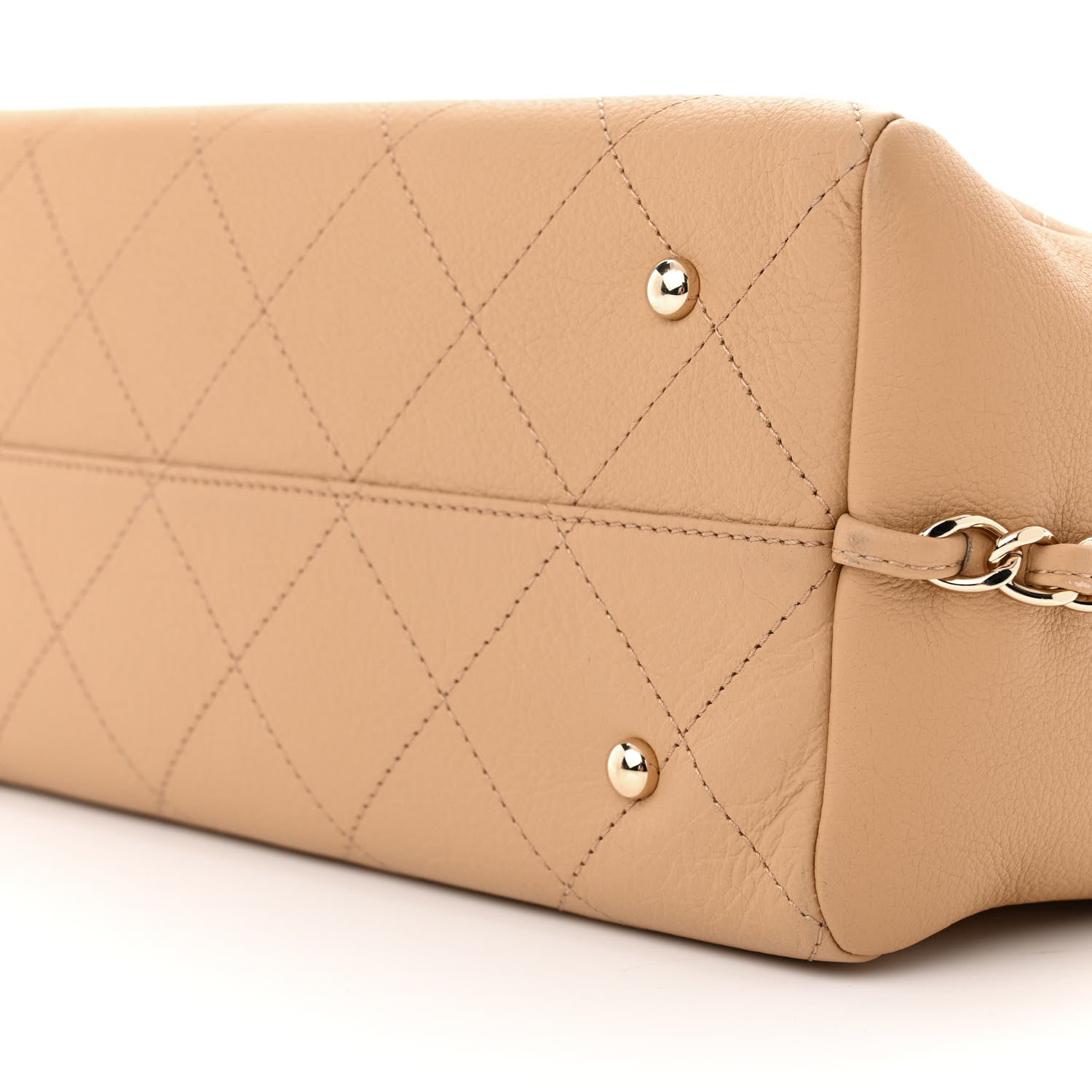 Chanel Bullskin Stitched Medium Shopping Bag Beige 10 of 10