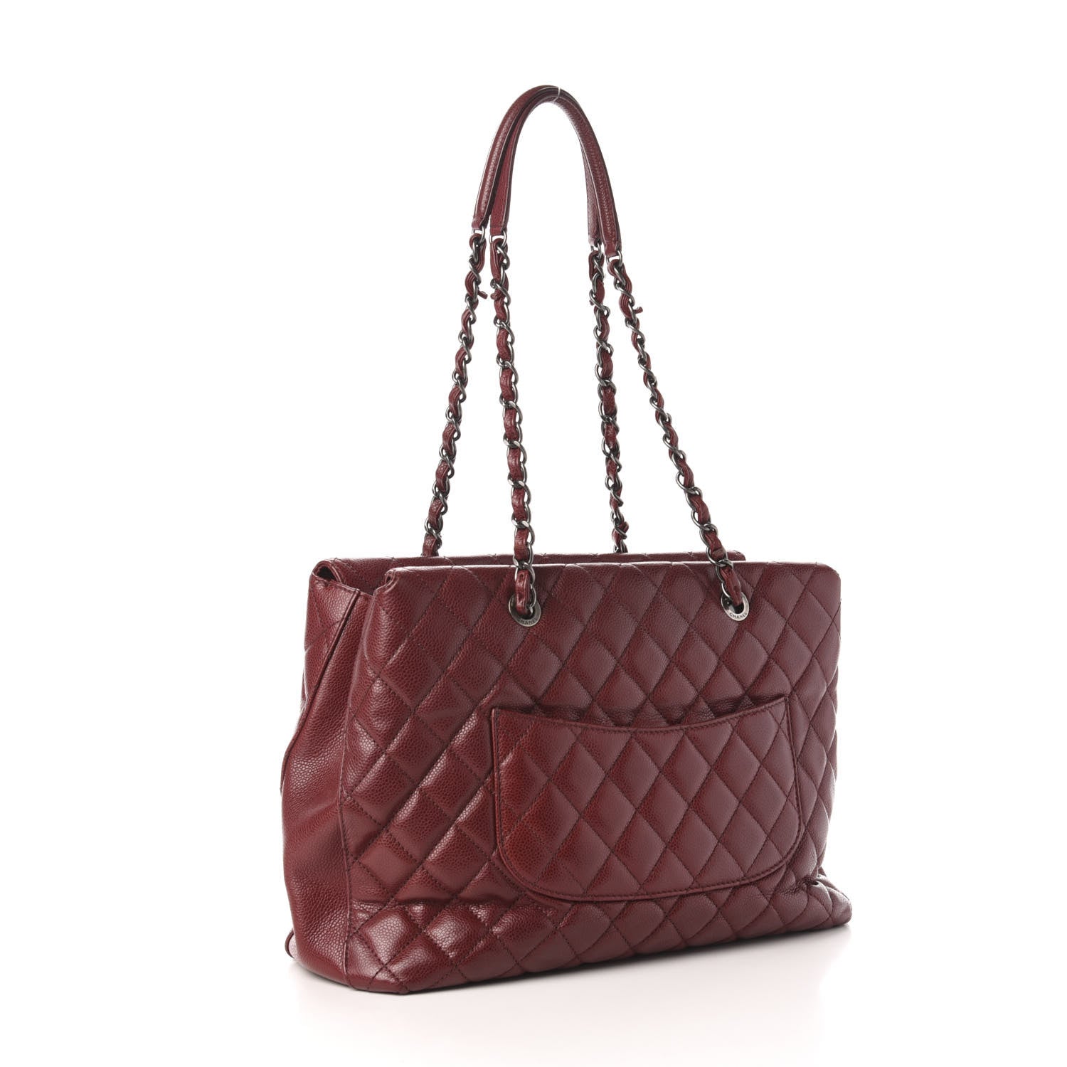 Chanel Caviar Quilted City Shopping Tote Dark Red 3 of 14