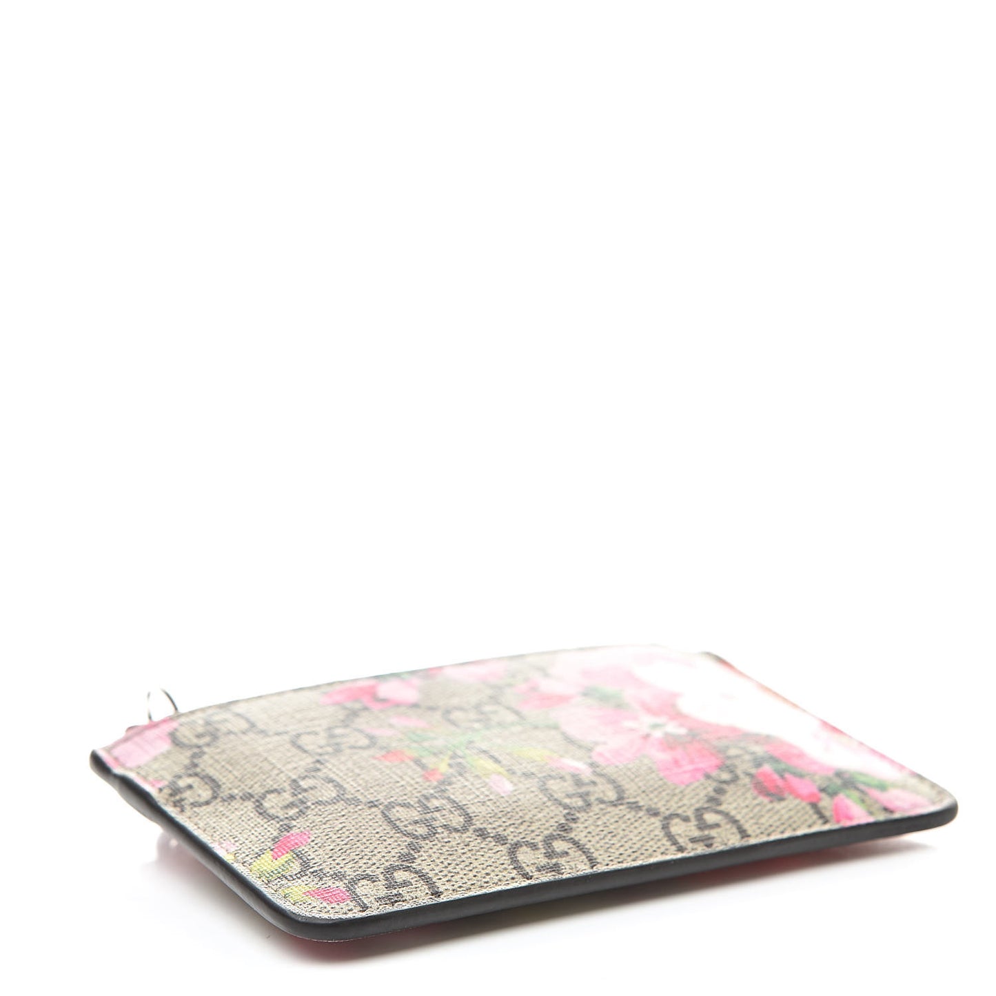 GG Supreme Monogram Blooms Key Ring Coin Case Beige Multicolor Dry Rose