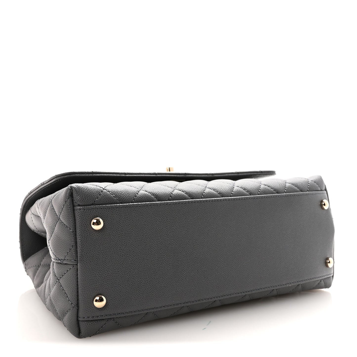 Caviar Quilted Small Coco Handle Flap Dark Grey